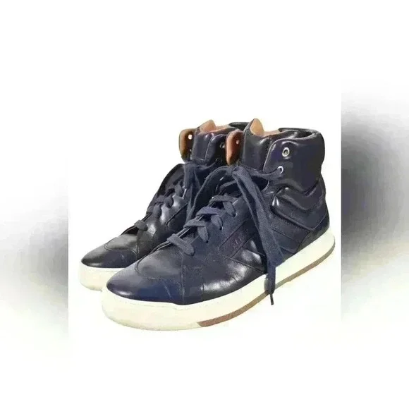 2018 BALLY Navy Blue Calfskin Leather Odar Padded High Top Sneaker  9D Italy - Picture 6 of 7